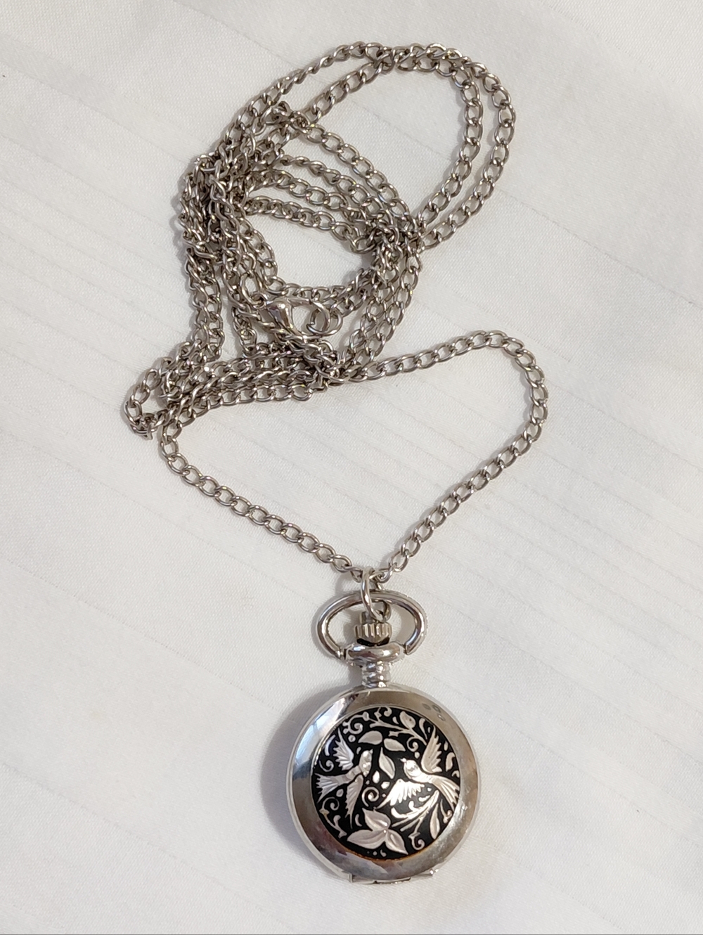 New Suarez Silver Renaissance Bird Watch Necklace